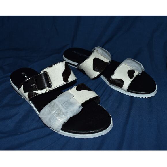 NEW Donald J Pliner Cow Print Calf Women's 7.5M Open Toe Sandals Slip-On Shoes - Picture 1 of 9